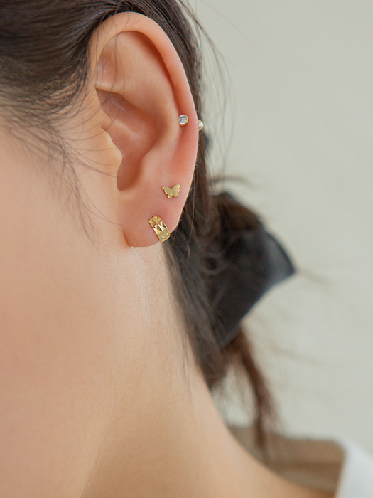 14K Gold Twinkle Cutting Mini Onetouch Earrings (14k골드) s20