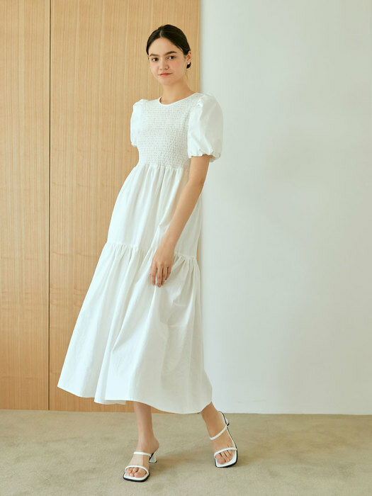 pure puff long dress(white)