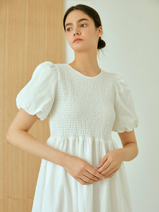 pure puff long dress(white)