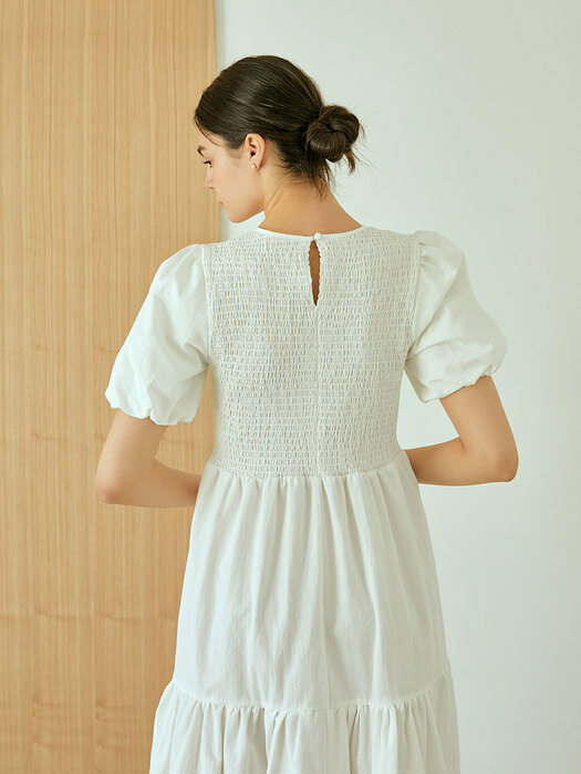 pure puff long dress(white)