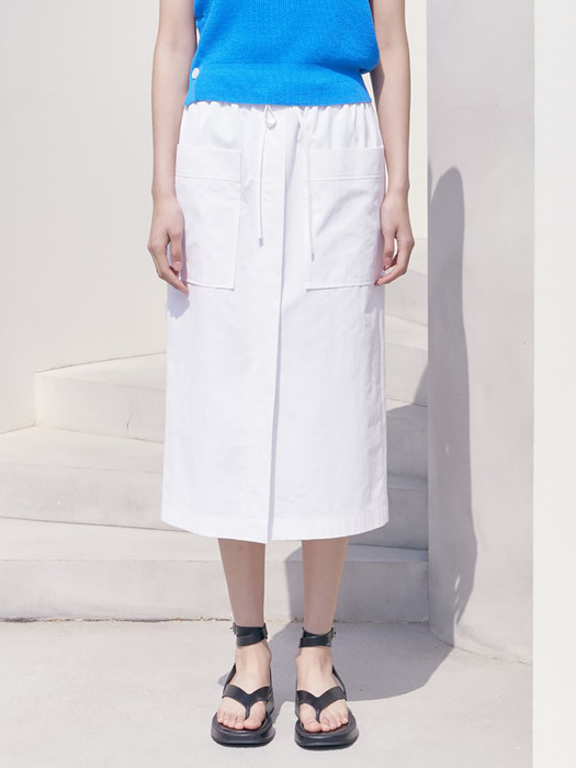 Waist Banding Midi Skirt  White (KE1627M011)