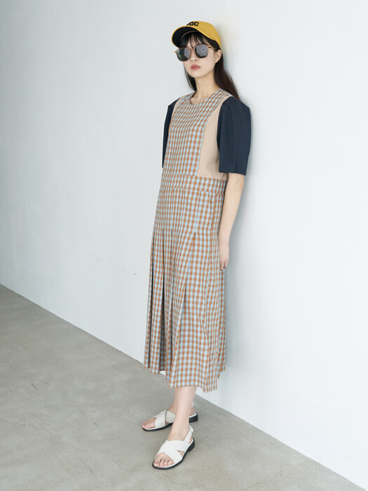 21 Summer_ Multi Check Pleats Dress