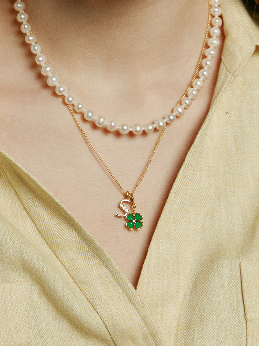 [2SET]Gemstone Layered Necklace+Petit Charms