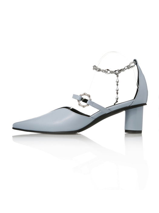 Chain Point Strap Pumps MD1055 Sky Blue