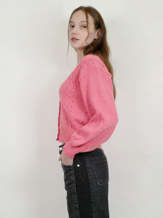 scallop line cardigan (pink)