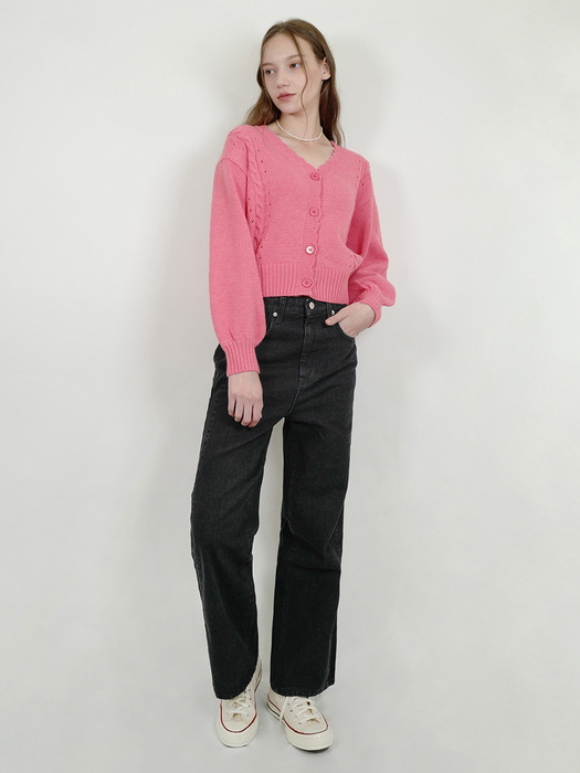 scallop line cardigan (pink)