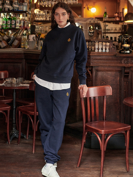 MARITHE CREST LOGO SWEATPANTS navy