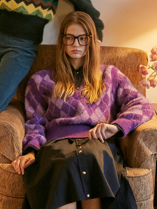Sophie Argyle Transform Knit_Purple