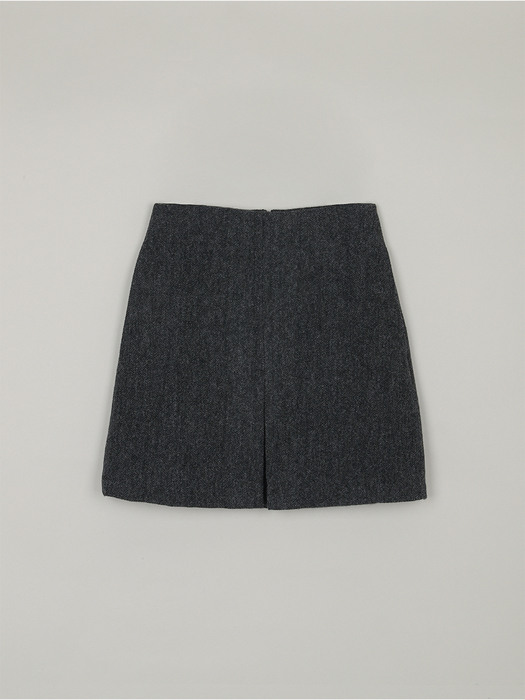 Wool Slit Skirt_Grey