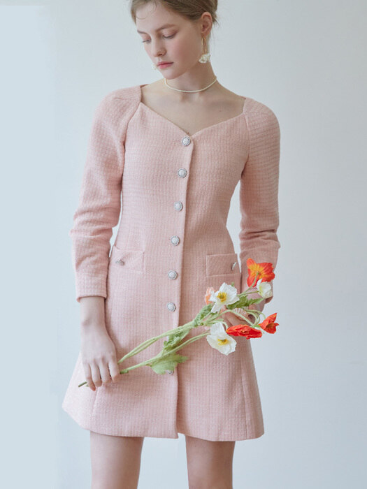 Heart Tweed Dress (3colors)