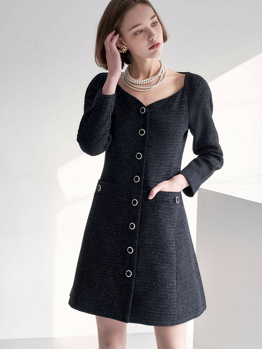 Heart Tweed Dress (3colors)