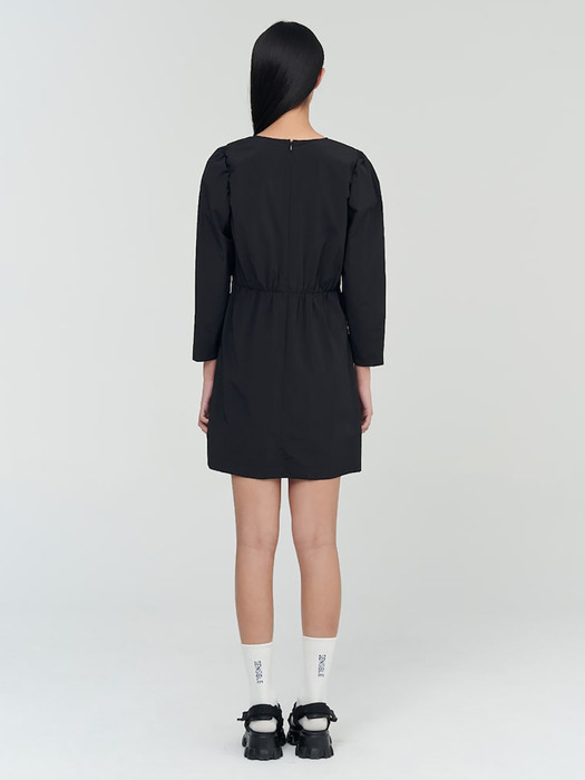 Shirring Volume Sleeve Mini Dress  Black (KE2271M035)