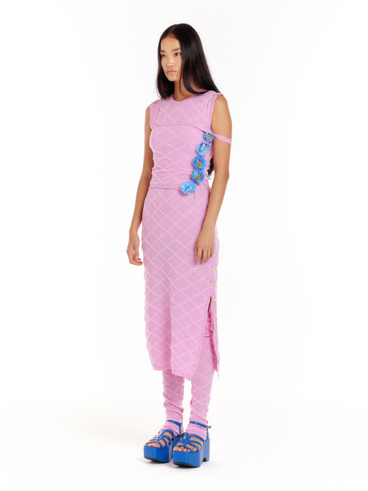 UDEE Logo Jacquard Sleeveless Knit Top - Light Pink