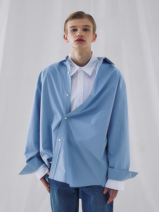 ESSENTIAL PAPERY TOUCH OVERSIZED SHIRTS(SKY BLUE)