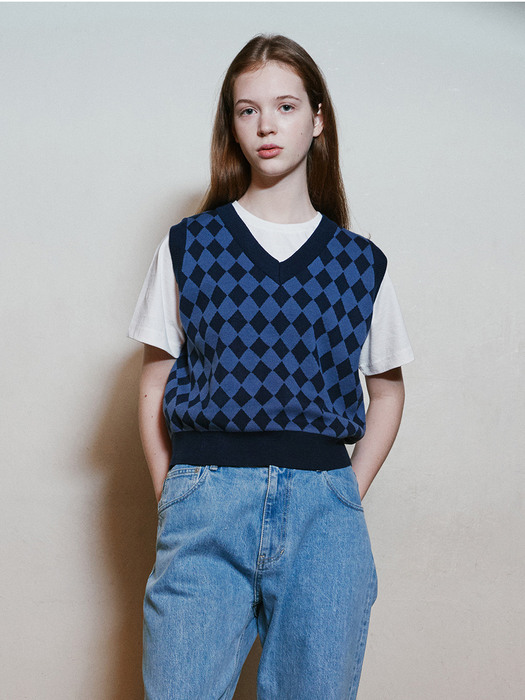 CHECKERBOARD VEST_BLUE