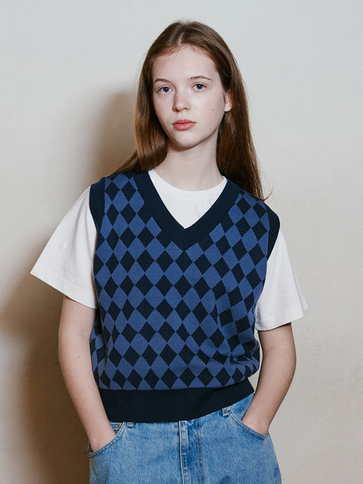 CHECKERBOARD VEST_BLUE