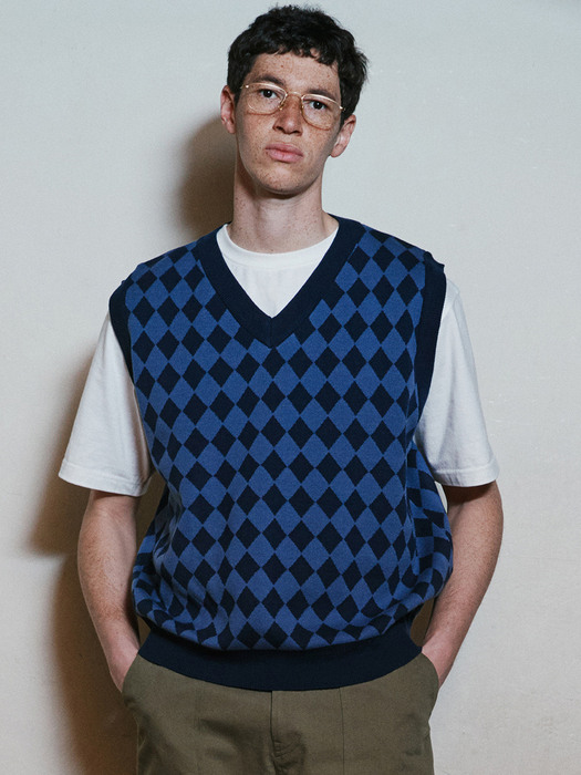 CHECKERBOARD VEST_BLUE