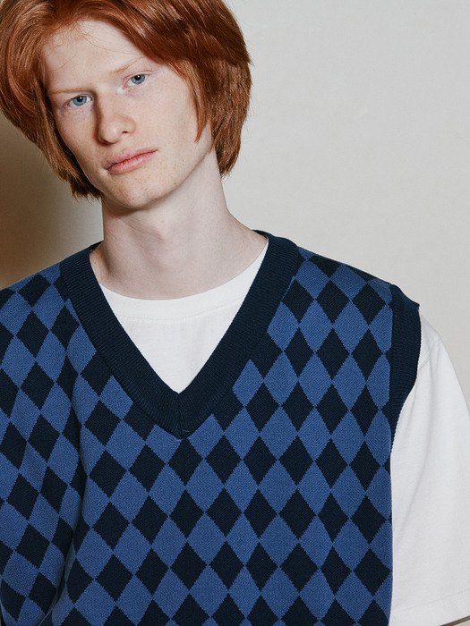 CHECKERBOARD VEST_BLUE