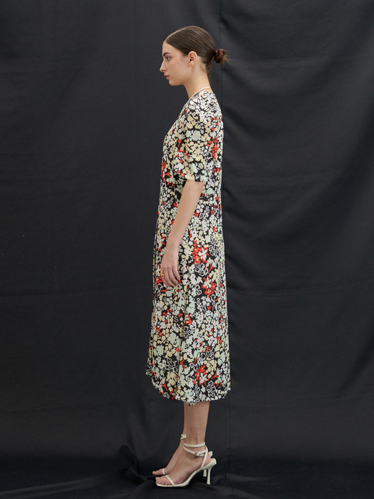 Flower Print Pleated Dress