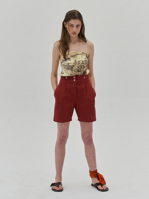 Workwear shorts in brick red drill canvas