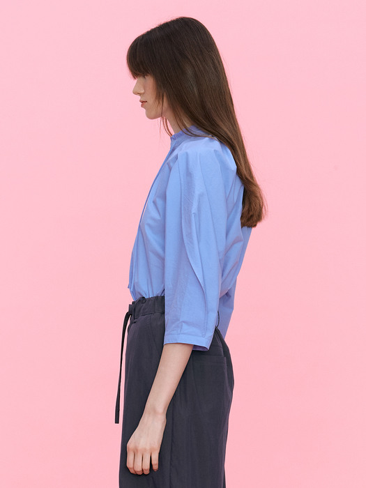 Frill Necked Blouse_BLUE
