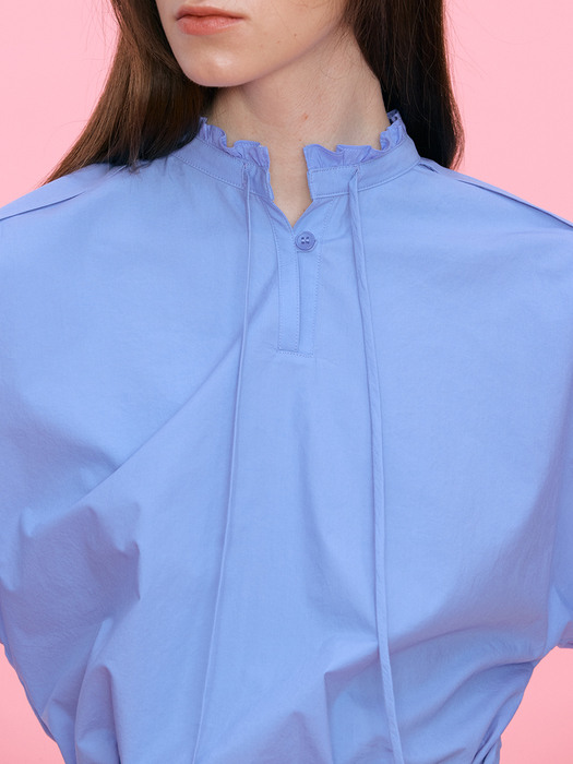 Frill Necked Blouse_BLUE