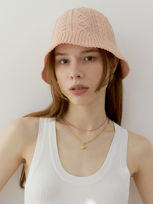 Blooming Knit Bucket Hat (Pink)