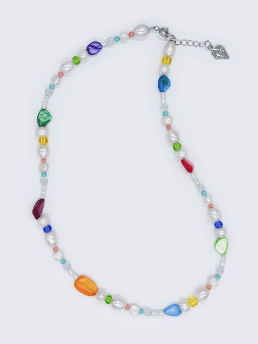 Mother of pearl and water pearl play Necklace 담수 진주 비즈 컬러자개 플레이 포인트 목걸이