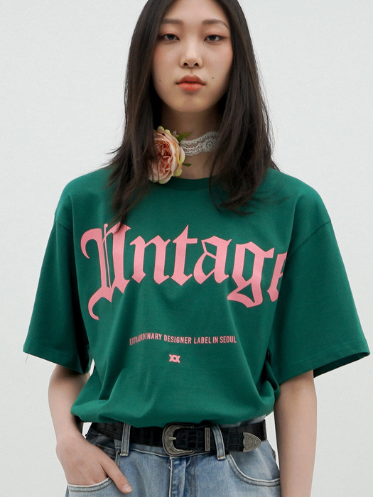 Logo-Print Oversized T-Shirt[Green(UNISEX)]_UTT-ST77