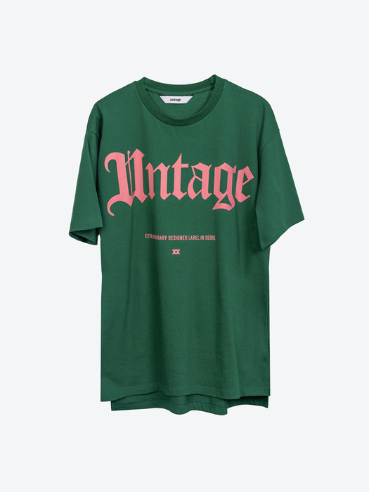 Logo-Print Oversized T-Shirt[Green(UNISEX)]_UTT-ST77