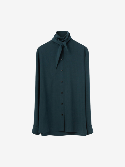 Lemaire르메르][WOMEN] 21FW TIE NECK SHIRT MIDNIGHT GREEN