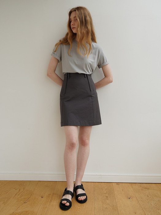 JENNY  A LINE SHORT SKIRT (CHACOAL)