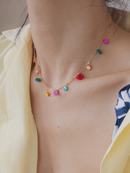 Summer rainbow necklace (gold)