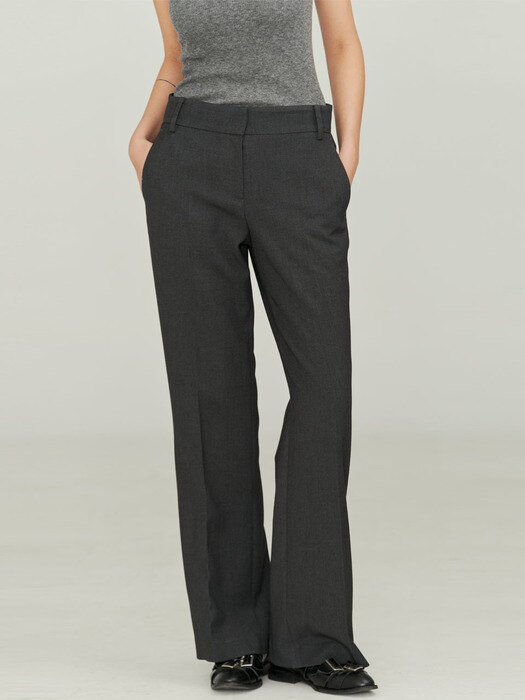 HASKELL GRAY WOOL-BLEND FLARED PANTS