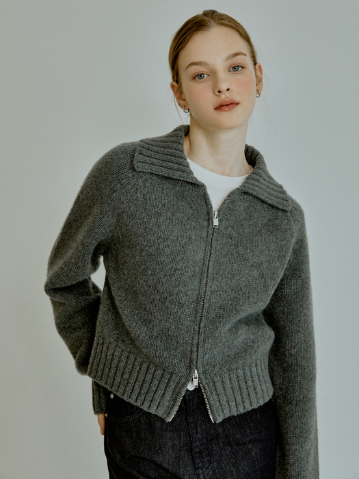 Buttering knit zip-up cardigan 3color