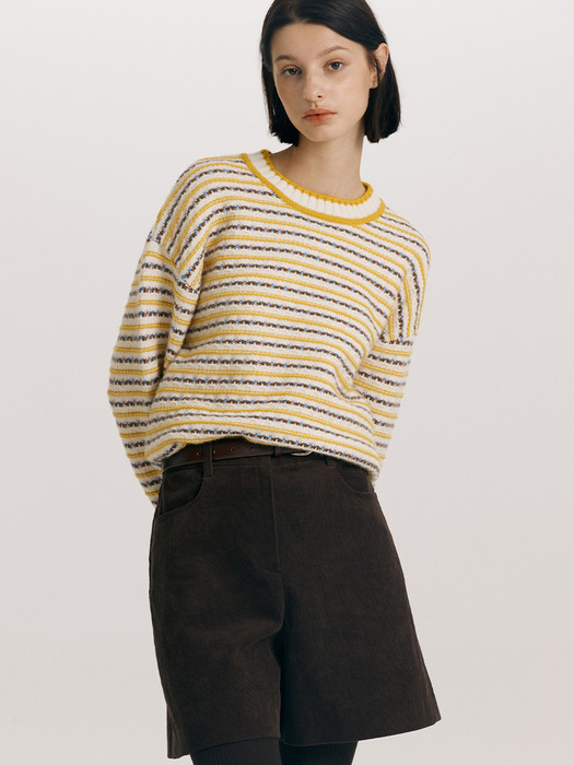 BOROUGH Flower wool knit (Yellow)