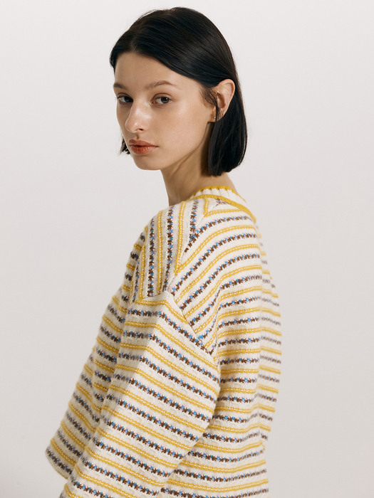 BOROUGH Flower wool knit (Yellow)