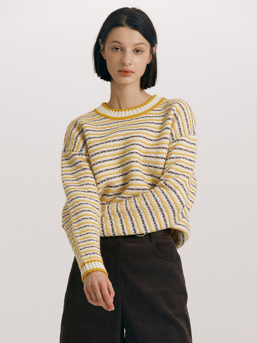 BOROUGH Flower wool knit (Yellow)