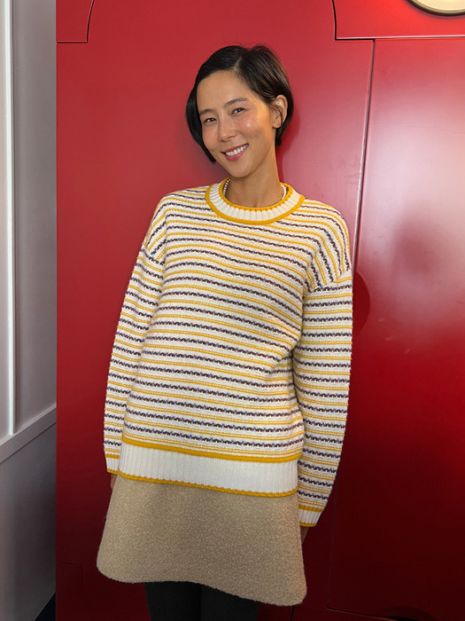 BOROUGH Flower wool knit (Yellow)