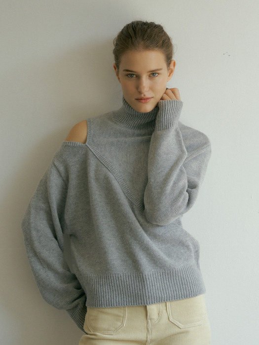 V. cutting pullover knit (gray)
