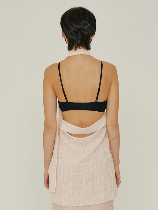 22FW_OEF Halter Neck Knit Top (Baby Pink)