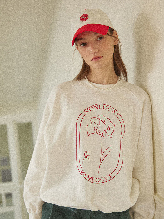 Rose Print Sweatshirt - Off White