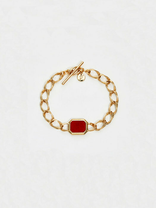 Carnelian Signet Chain Bracelet
