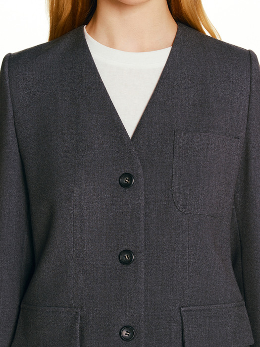 LECCE No collar single jacket (Charcoal)