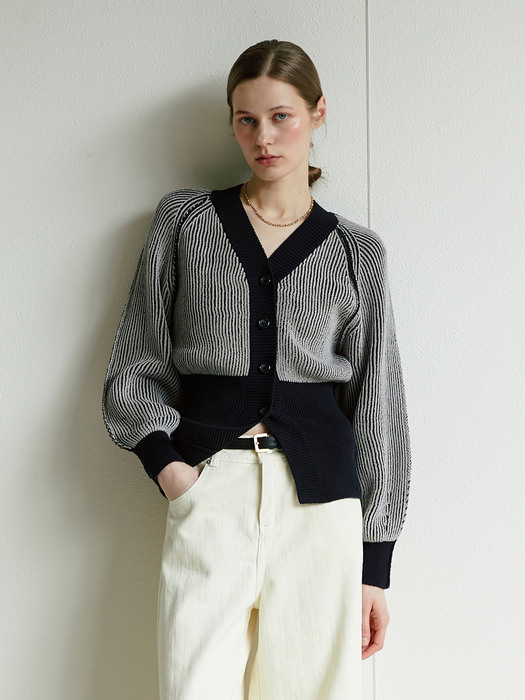 RTS TWO TONE VOLUME CARDIGAN KNIT_2COLORS