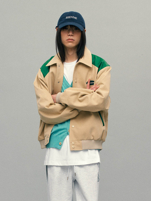 Patch Varsity Jacket (Beige)