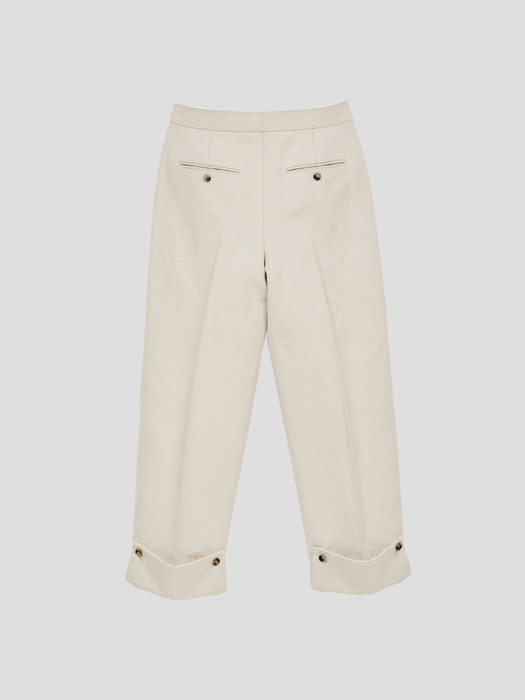 HEAVY COTTON ROLL UP CROP PANTS (ECRU)