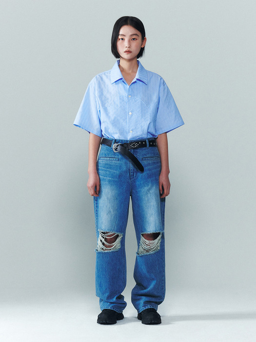 W-Damaged Jeans [Blue]
