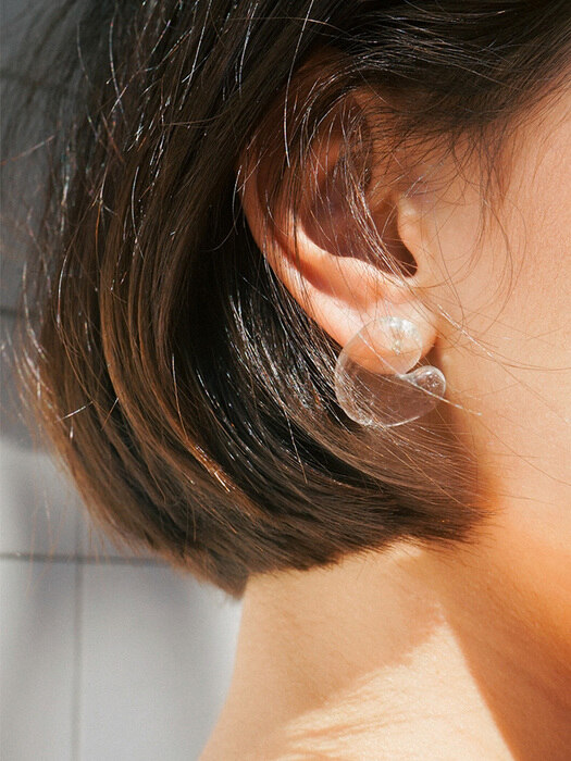 [925silver,Glass]Heart earring (2color)