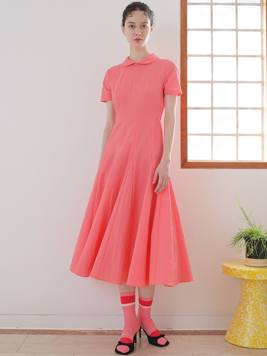 Cotton shirt midi dress Coral Pink
